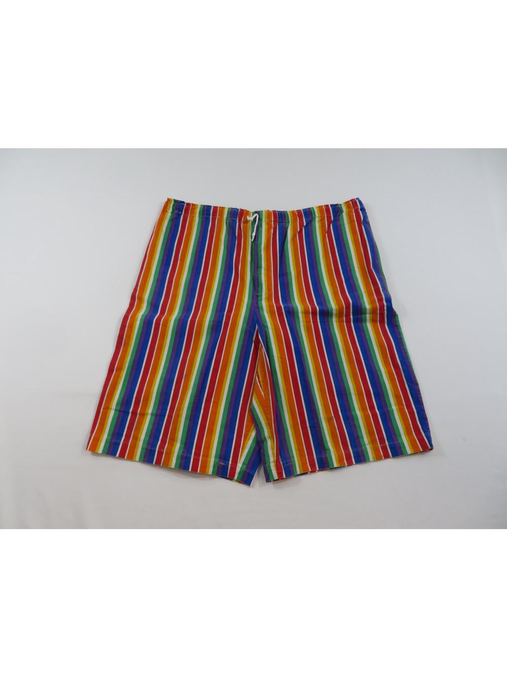 Colorful Beach or Yam Shorts Rainbow Striped Measured Sz 38